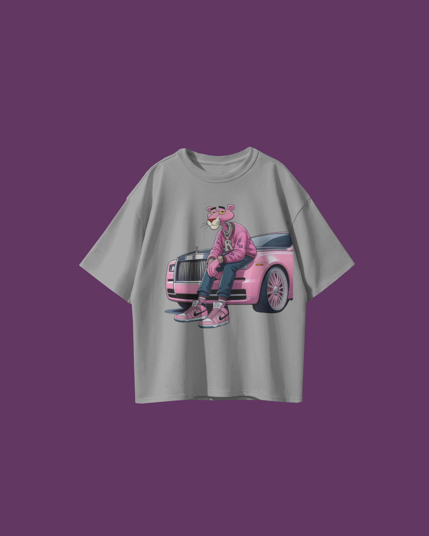 Pink Panther Cartoon Oversized T-Shirt | Cartoon Oversized T-Shirt | Red Panda T-Shirt