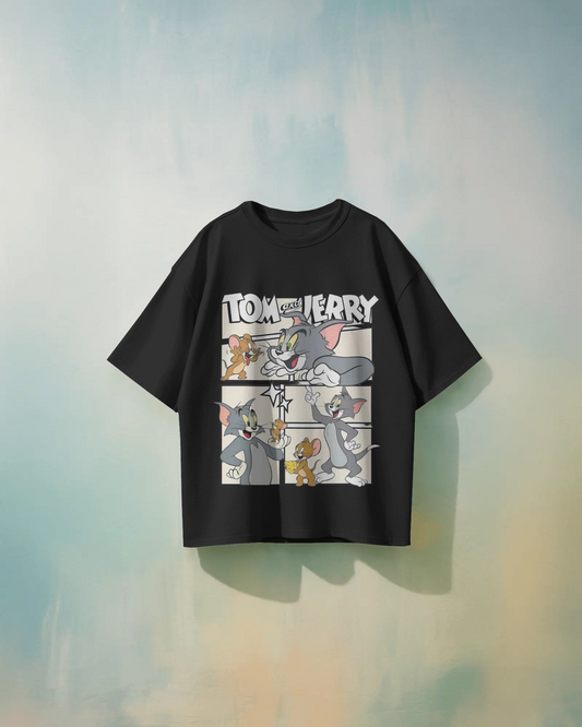 Tom & Jerry Oversized T-Shirt | Cartoon Oversized T-Shirt | Red Panda T-Shirt