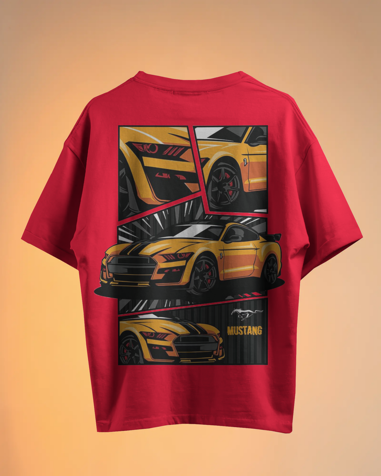 Mustang Oversized T-Shirt | cars oversized T-Shirt | Red Panda T-Shirt