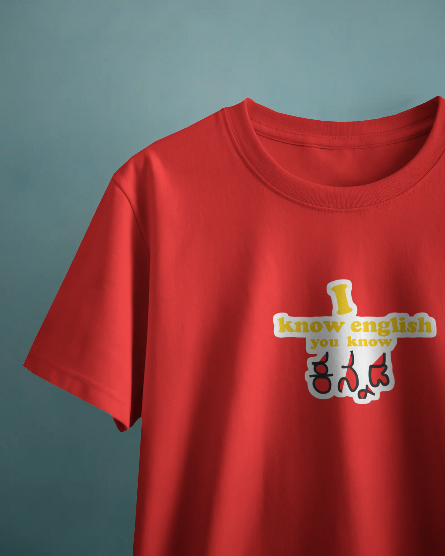 I Know Kannada Regular T-Shirt | Kannada Drop Shoulder T-Shirt | Red Panda T-Shirt