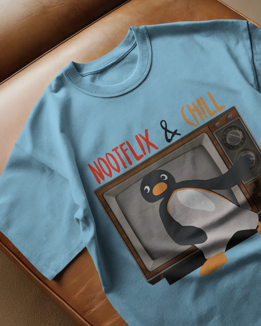 Nootflix & Chill Cartoon Oversized T-Shirt | Cartoon Oversized T-Shirt | Red Panda T-Shirt