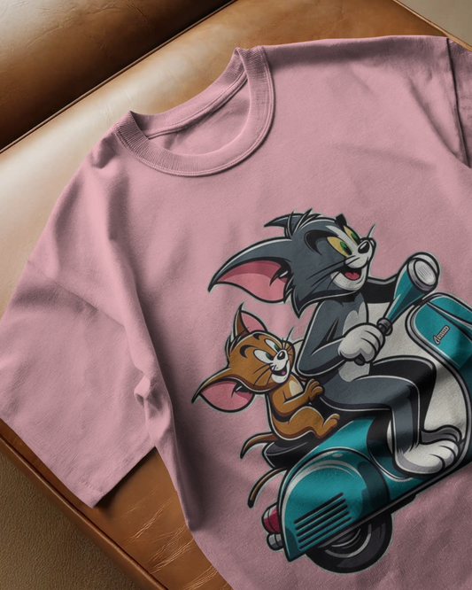 Tom & Jerry Cartoon Oversized T-Shirt | Cartoon Oversized T-Shirt | Red Panda T-Shirt