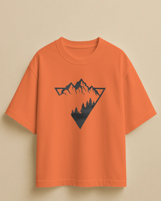 Abstract Mountain Oversized T-Shirt | Abstract Oversized T-Shirt | Red Panda T-Shirt