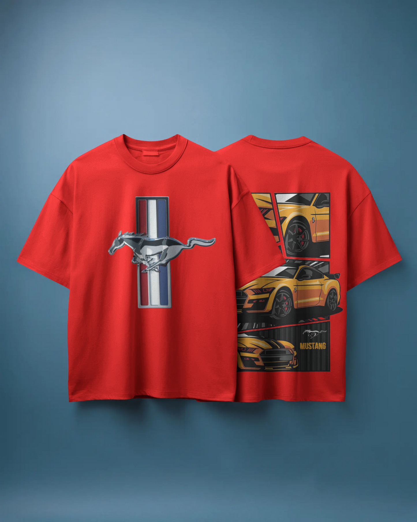 Mustang Oversized T-Shirt | cars oversized T-Shirt | Red Panda T-Shirt