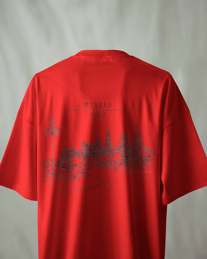 Mysuru Oversized T-Shirt | Kannada Drop Shoulder T-Shirt | Red Panda T-Shirt