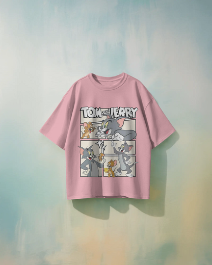 Tom & Jerry Oversized T-Shirt | Cartoon Oversized T-Shirt | Red Panda T-Shirt