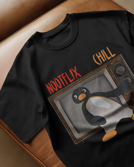Nootflix & Chill Cartoon Oversized T-Shirt | Cartoon Oversized T-Shirt | Red Panda T-Shirt