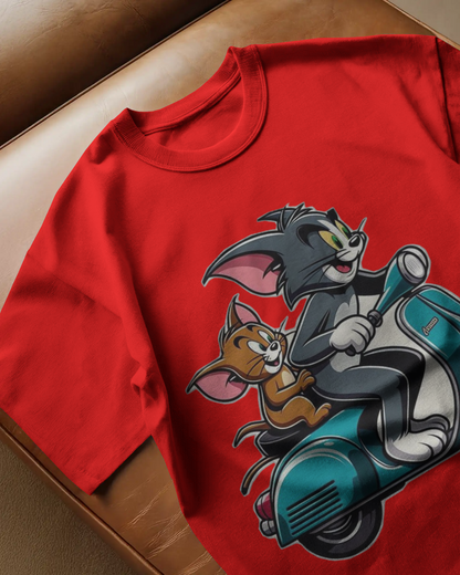 Tom & Jerry Cartoon Oversized T-Shirt | Cartoon Oversized T-Shirt | Red Panda T-Shirt