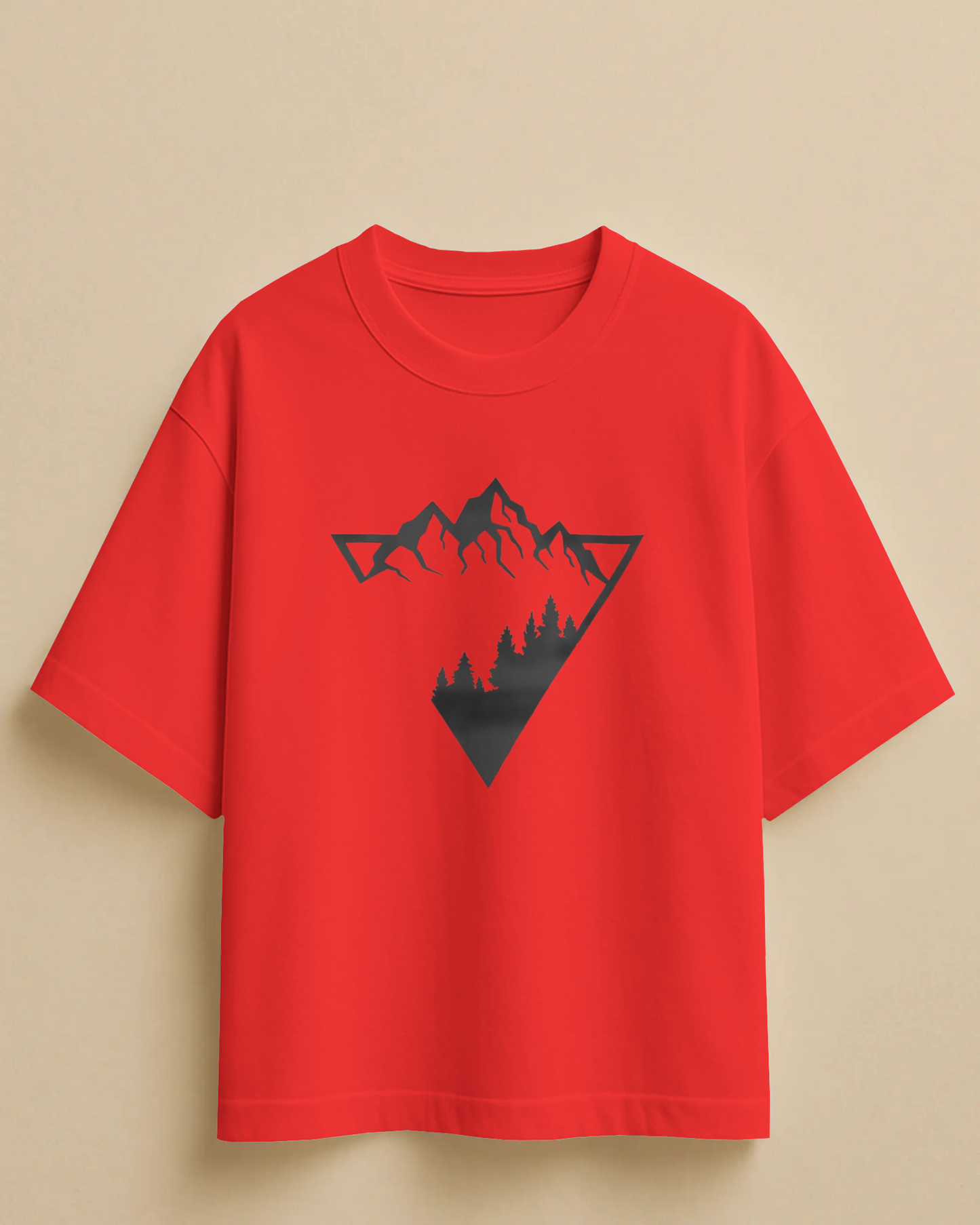 Abstract Mountain Oversized T-Shirt | Abstract Oversized T-Shirt | Red Panda T-Shirt