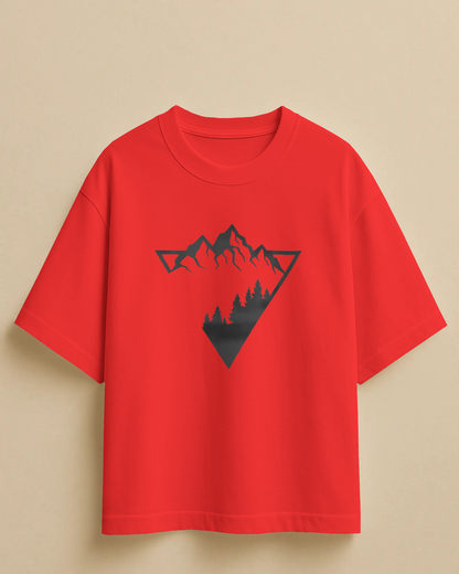 Abstract Mountain Oversized T-Shirt | Abstract Oversized T-Shirt | Red Panda T-Shirt