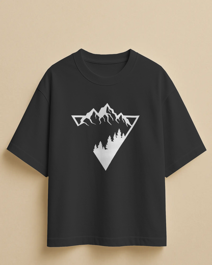 Abstract Mountain Oversized T-Shirt | Abstract Oversized T-Shirt | Red Panda T-Shirt