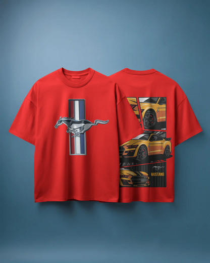 Mustang Oversized T-Shirt | cars oversized T-Shirt | Red Panda T-Shirt
